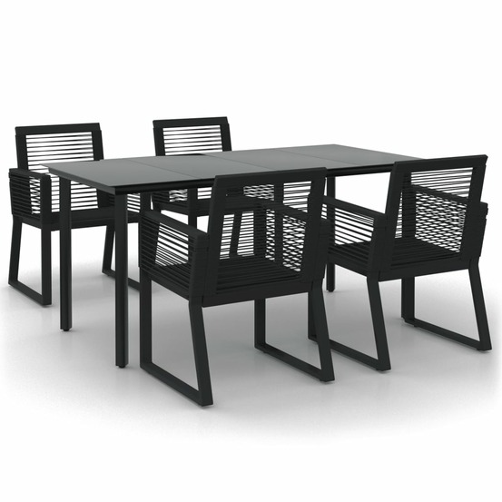 Ensemble à manger de jardin 5 pcs noir rotin pvc