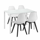 Ensemble de table et 4 chaises table de salle à manger avec 4 chaises métal bois plastique 105 cm x 60 cm x 75 cm verre blanc