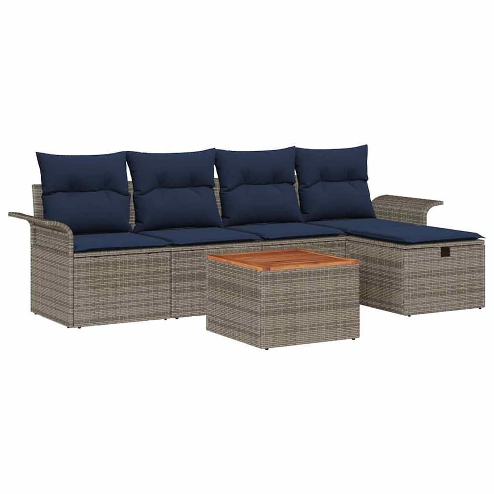 Ensemble de canapé de jardin 6 pc gris poly rotin