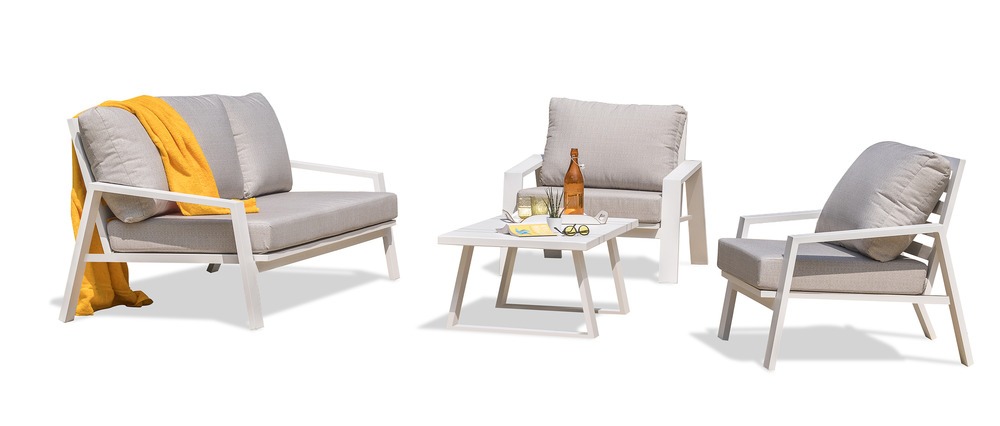 Salon de jardin ibiza en aluminium blanc