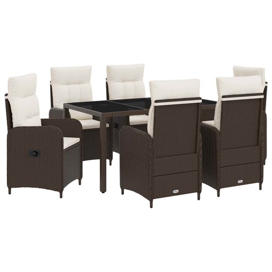 Ensemble de repas extérieur 7 pc marron et crème blanche