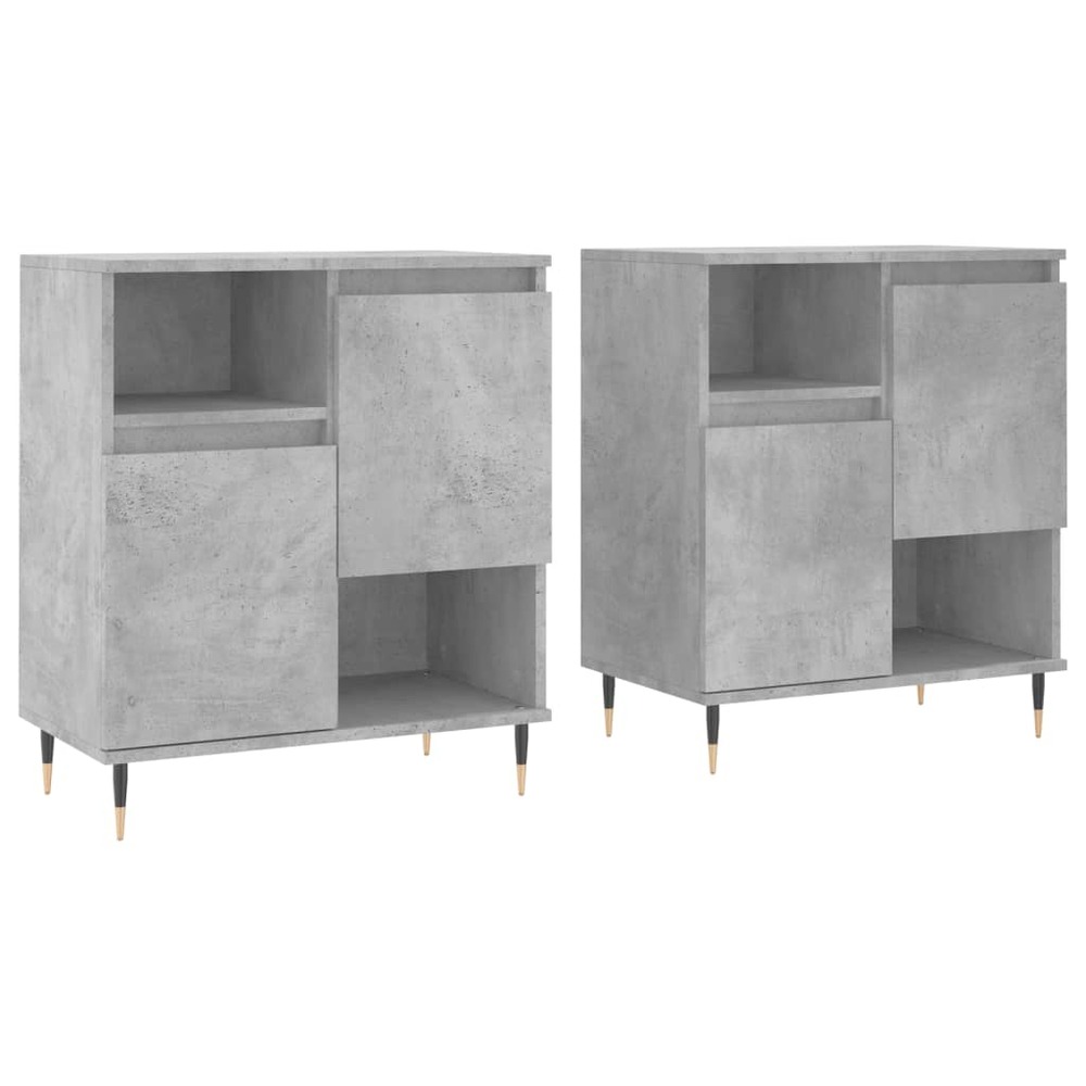 Buffet bahut commode armoire meuble de rangement organisateur cuisine salle de séjour salons lot de 2 bois d'ingénierie gris