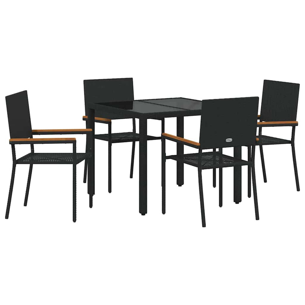 Ensemble de salle à manger pour jardin 5 pcs noir polyrotin