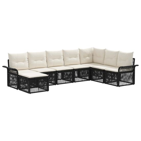 Ensemble de canapé de jardin 8 pc noir polyrotin