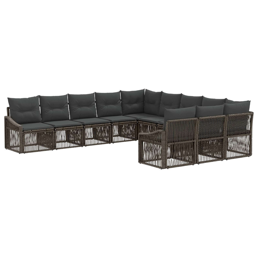 Ensemble de canapé de jardin 11 pcs gris polyrotin