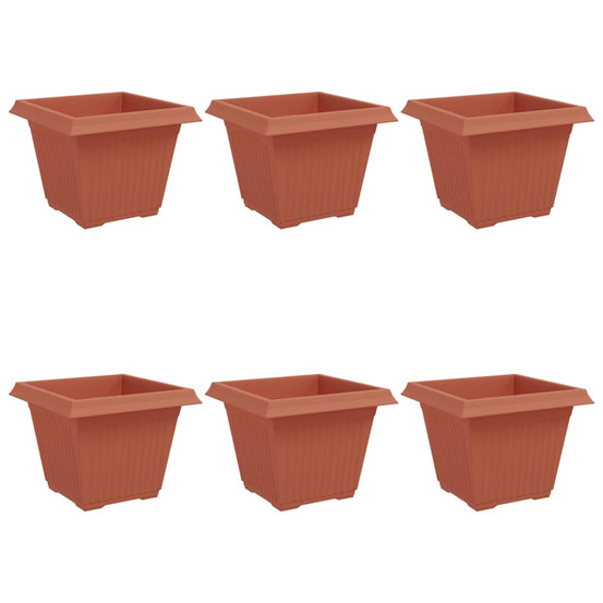 Pot de fleurs carré 6 pcs rouge brique 43 x 43 x 33,5 cm