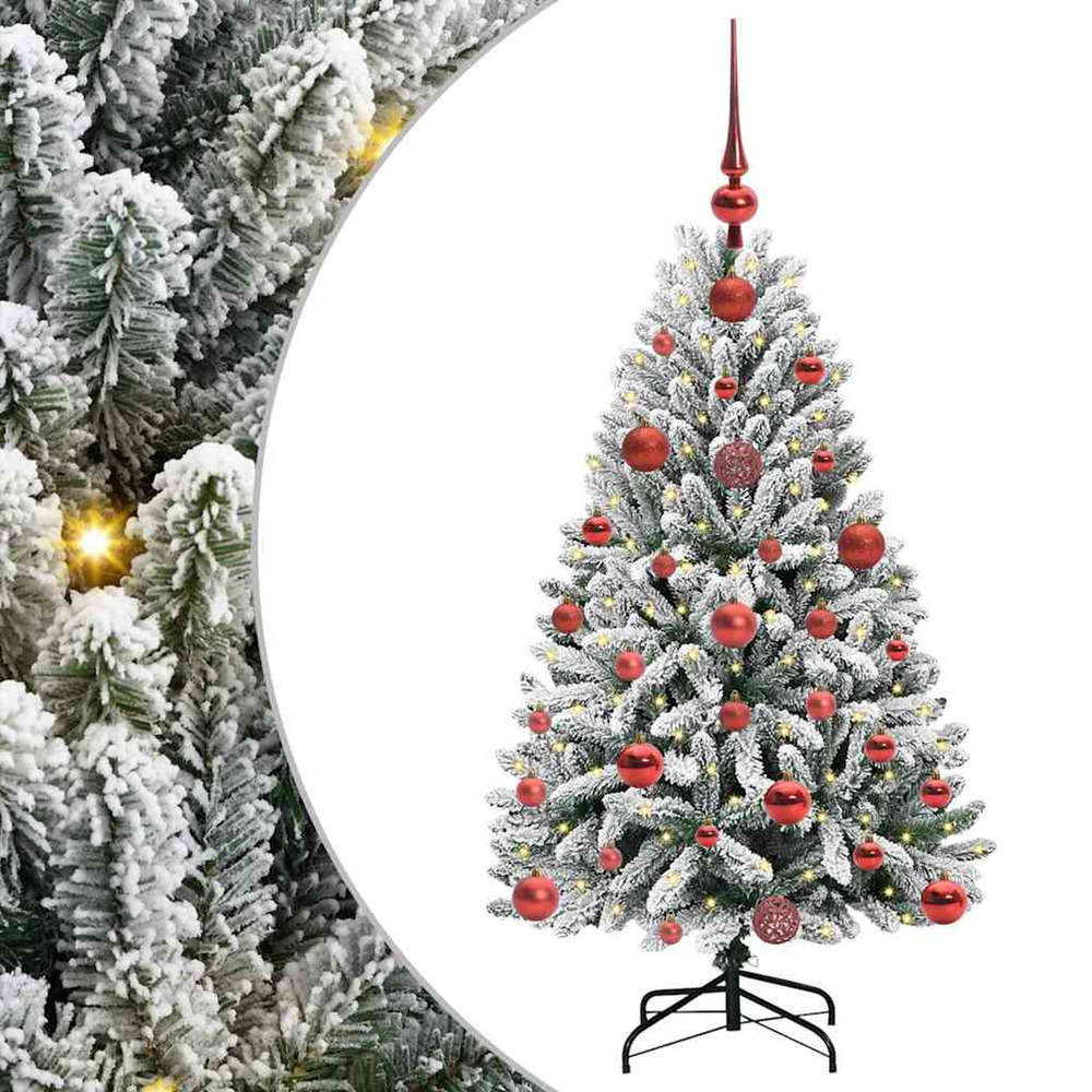 Sapin de noël artificiel vert et blanc 120 cm pvc et métal