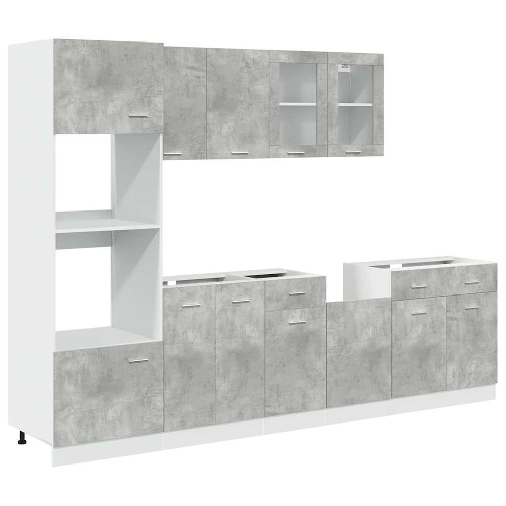 Ensemble de meubles de cuisine 7 pièces lyon en bois d'ingénierie gris béton