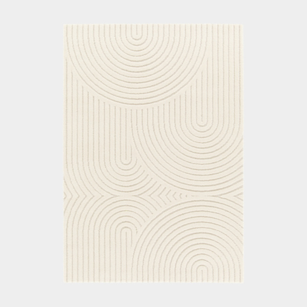 Tapis de salon en relief - circle - courbe crème - 120 x 170 cm