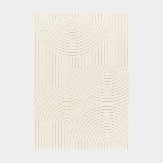 Tapis de salon en relief - circle - courbe crème - 120 x 170 cm