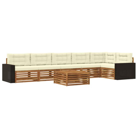 Ensemble de canapés d'extérieur 7 pc naturel et crème polyester
