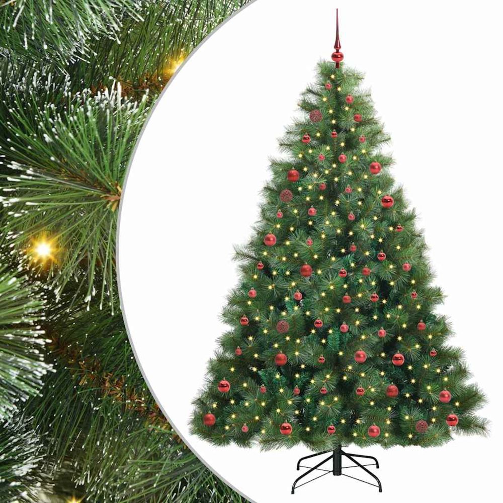 Sapin de noël artificiel avec 300 led vert 210 cm pe et pvc