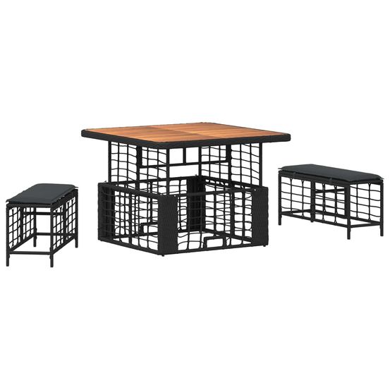 Ensemble de salle à manger pour jardin 3 pc noir et gris
