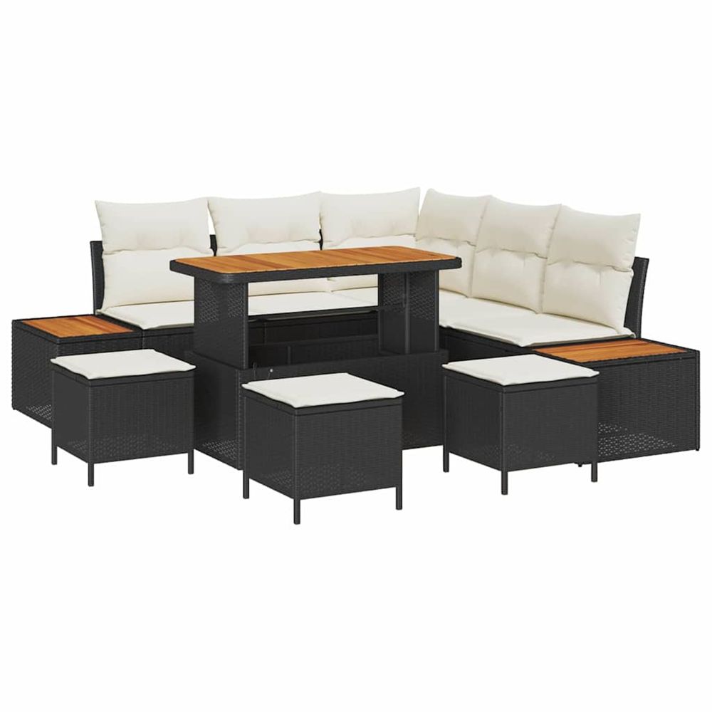 Ensemble de canapé de jardin 9 pc 8-nombre de places noir