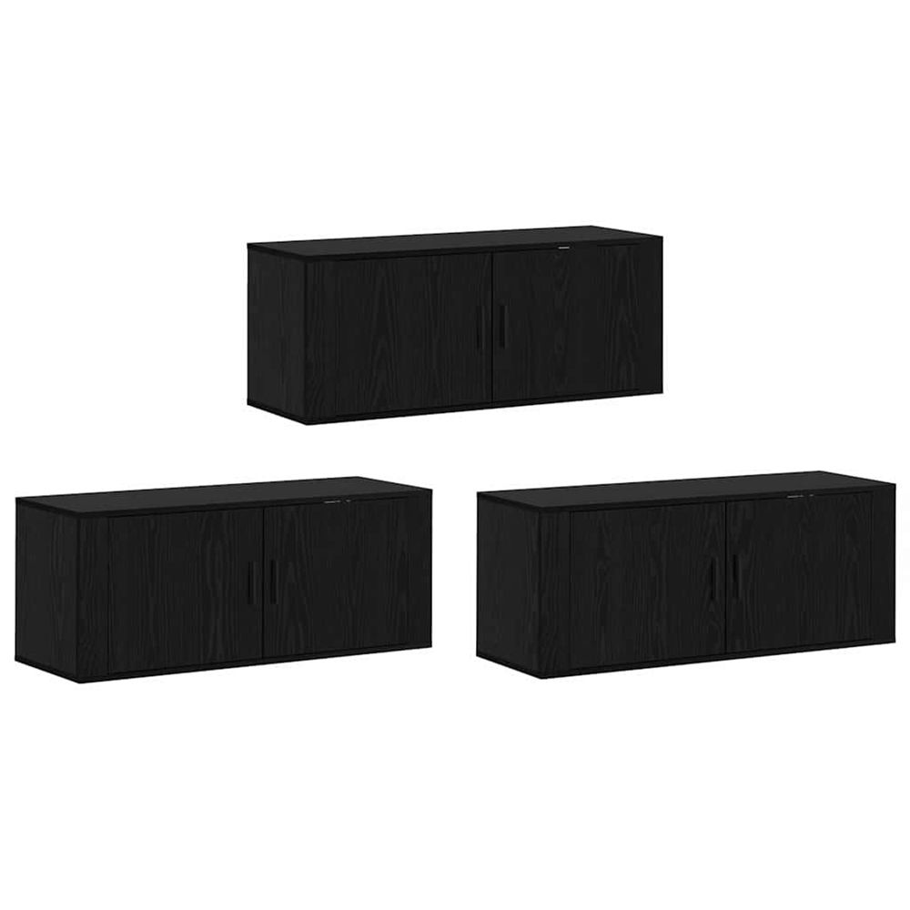 Ensemble de meuble tv mural 3 pc chêne noir bois d'ingénierie