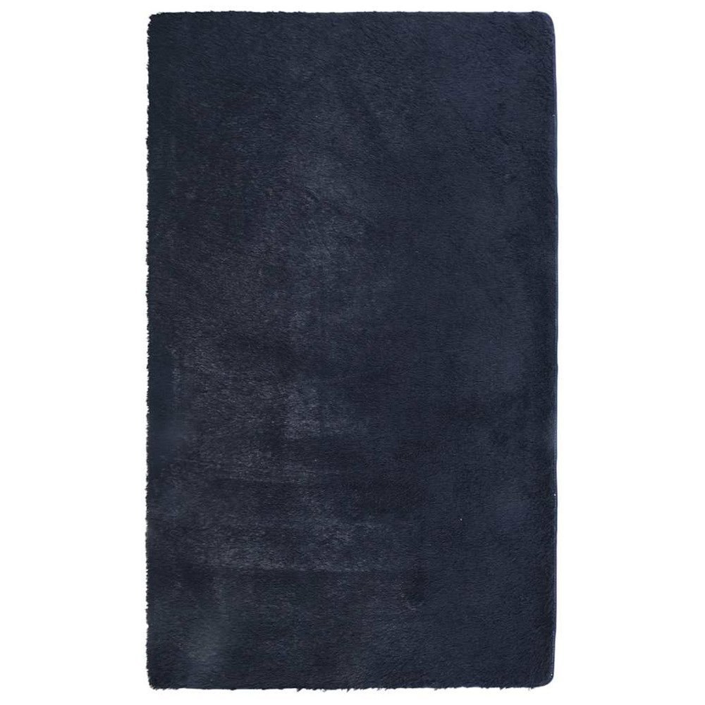 Tapis shaggy à poils longs navarra bleu marine 60x100 cm