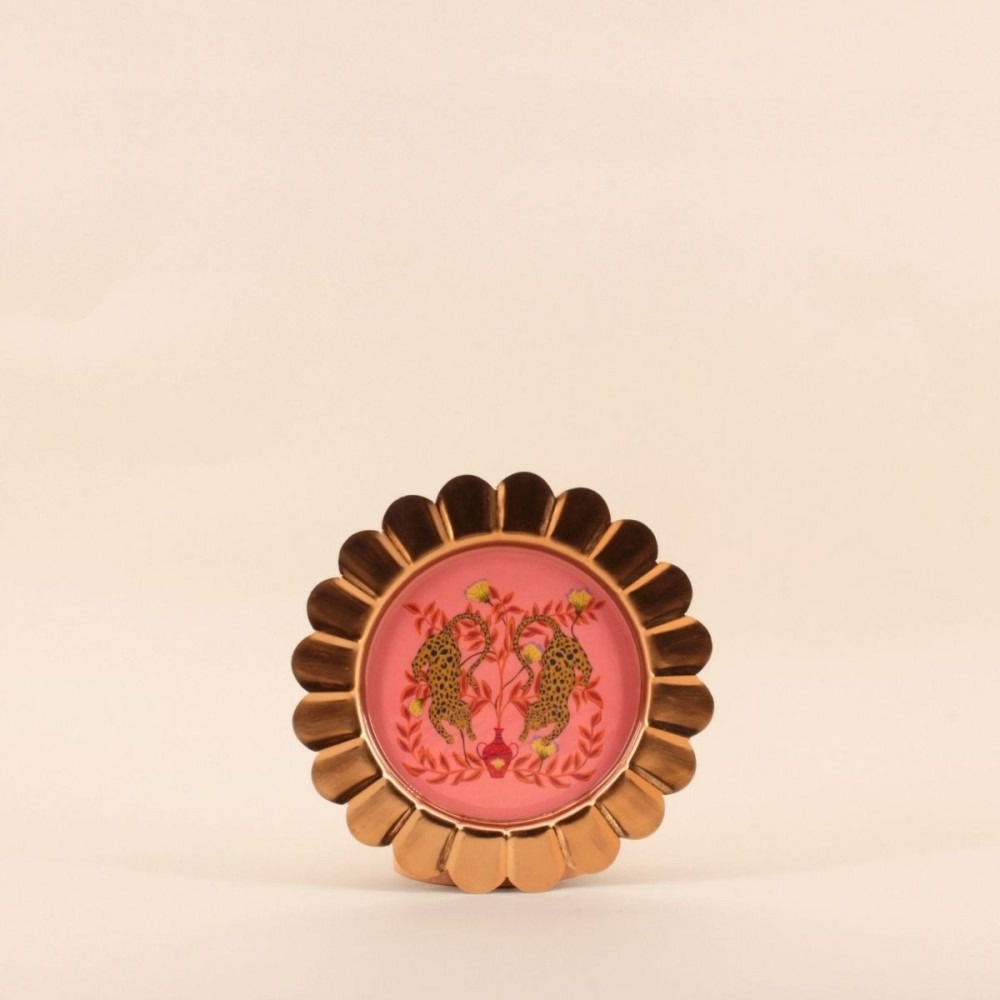 Plateau fantaisie en métal laqué asian fauna d22cm