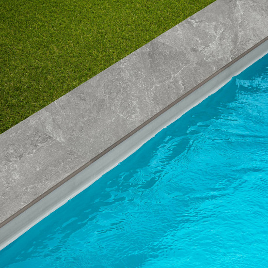 Margelle de piscine effet pierre gris quartz 60x28x2 cm bord droit pietra - ro'ma carrelage