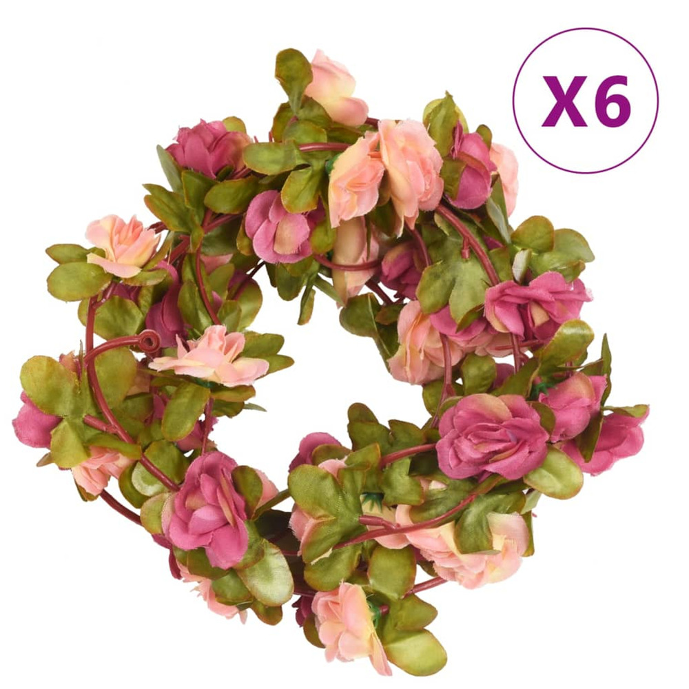 Guirlandes de fleurs de noël 6 pcs rouge rosé 250 cm