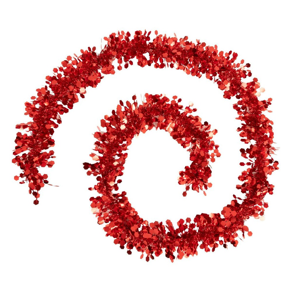 Guirlande brins fins hexagones 10cmx2m 6 plis rouge