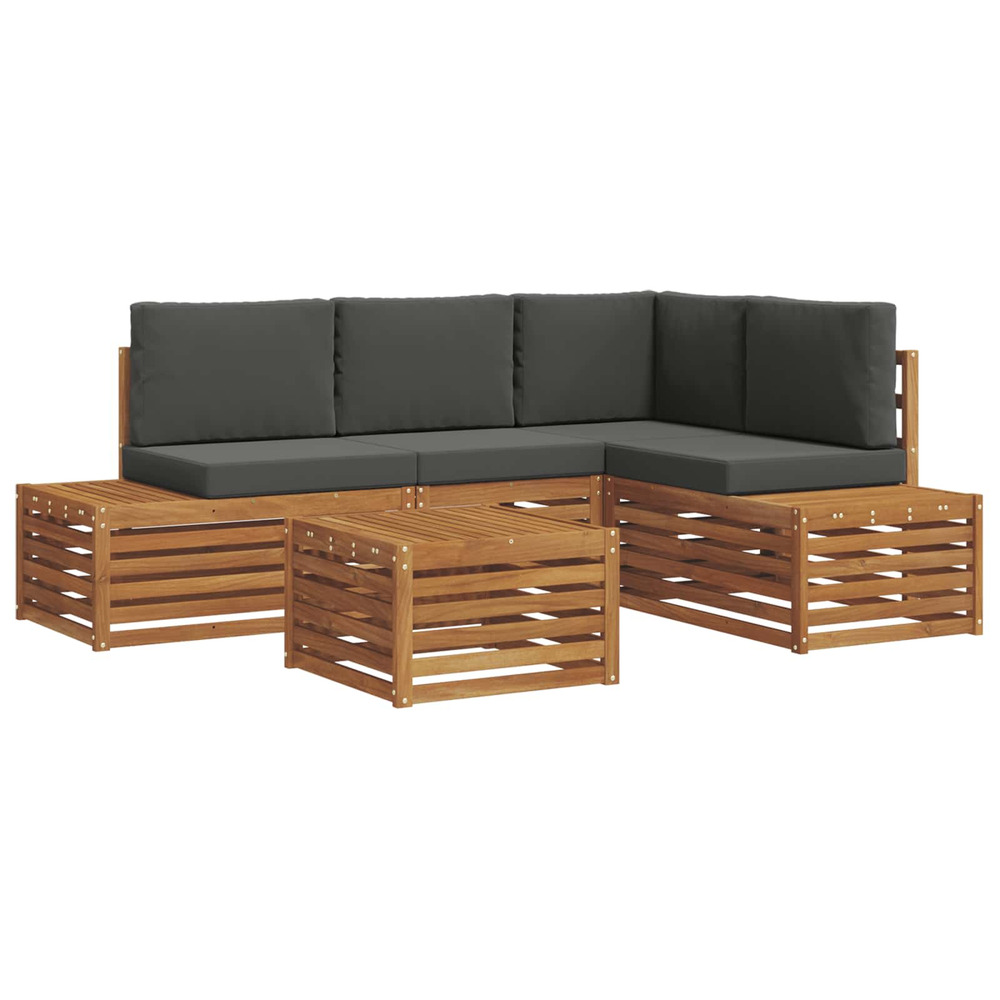 Ensemble de canapés d'extérieur 5 pièce naturel et anthracite