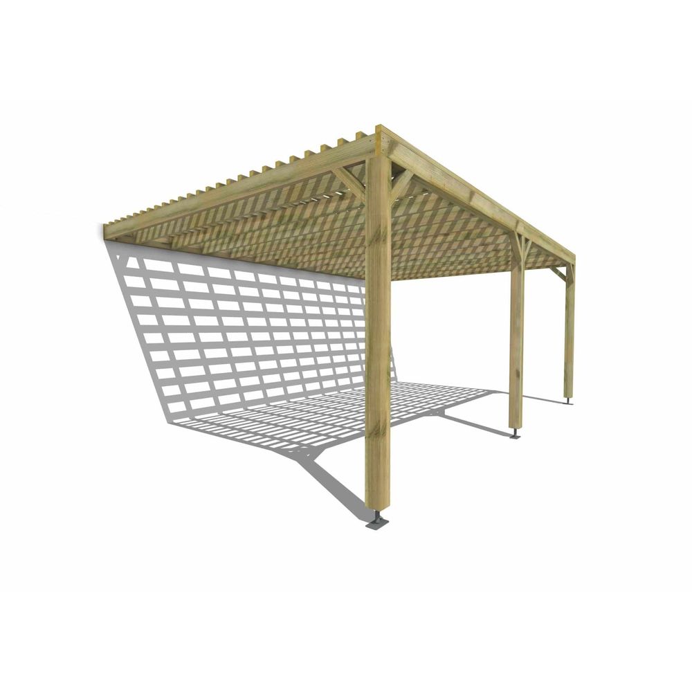 Pergola bois • 6m x 4m • adossée • sens profondeur • lattage bois • livraison comprise