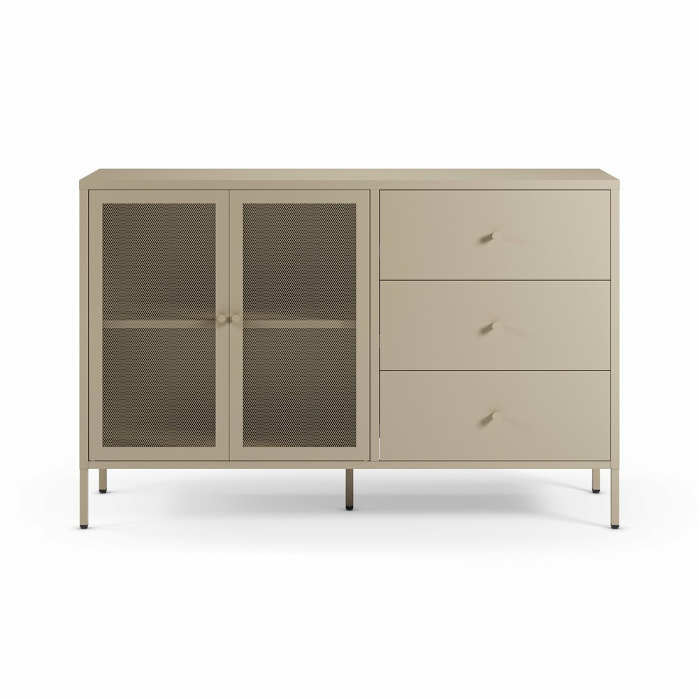 Latem-buffet en metal beige sable 140 cm