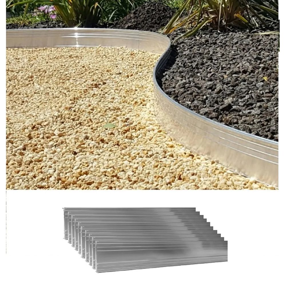 Jeu de 10 bordures de jardin en aluminium ultra solide 10cm de haut 10m de long | bordure jardin, sans couleur