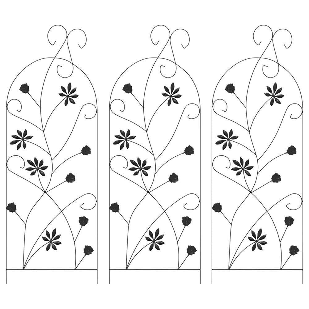 Clôture de jardin 3 pc noir 112 x 39,5 cm acier