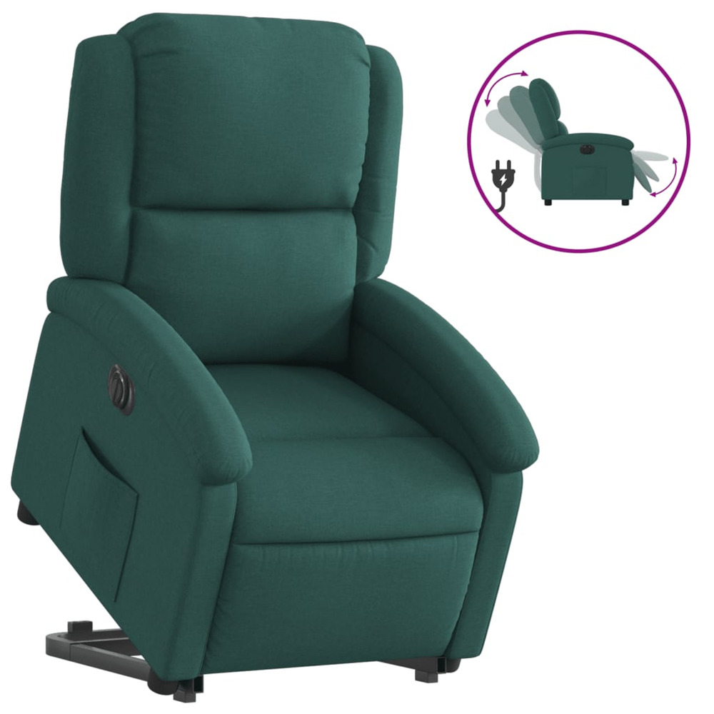 Fauteuil inclinable électrique vert foncé tissu