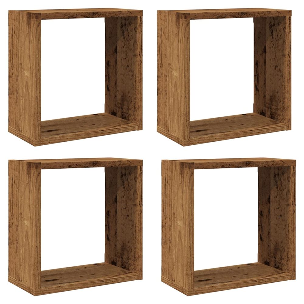 Étagères cube murales 4 pcs vieux bois 30x15x30 cm