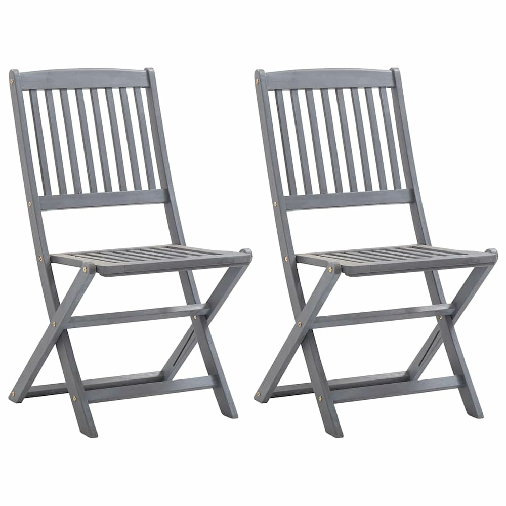 Chaises pliables d'extérieur lot de 2 et coussins bois d'acacia