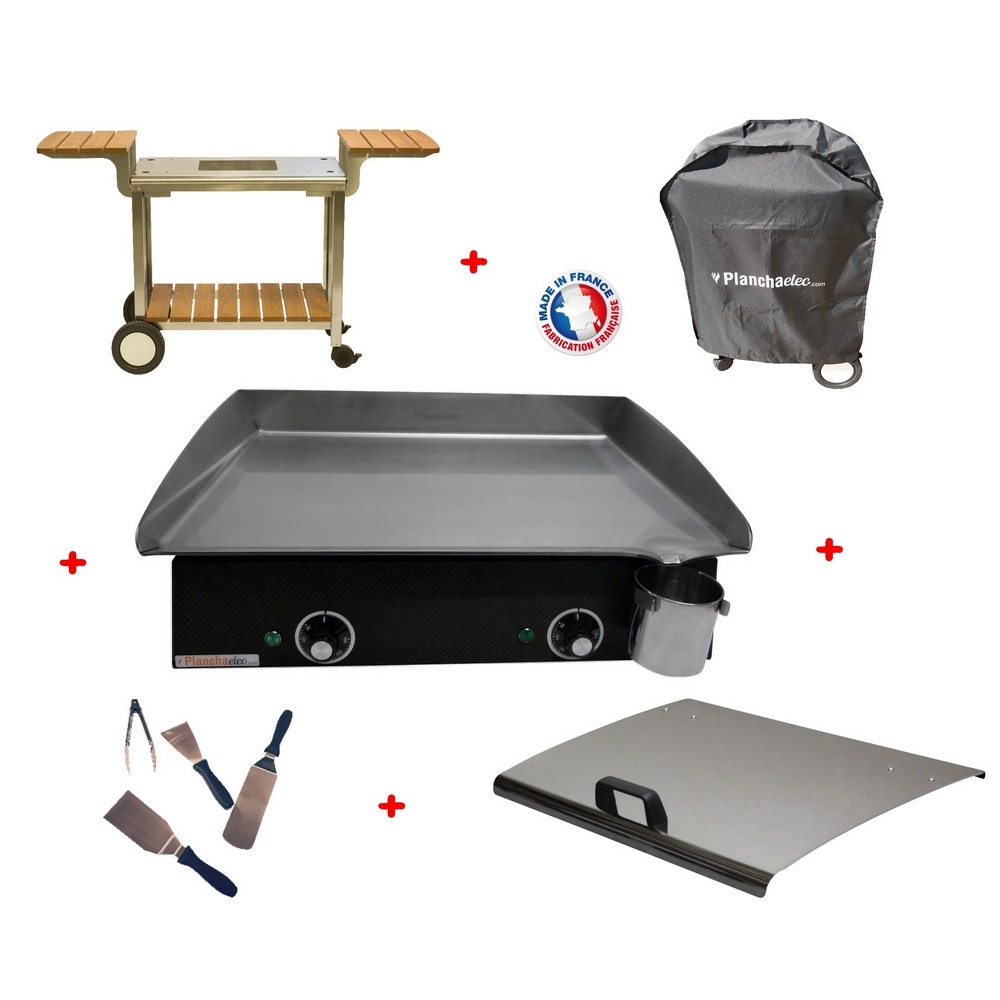 Pack plancha électrique planchaelec lux 600 carbon - chariot elysee 600