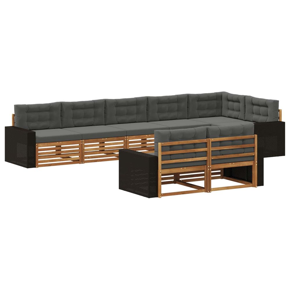 Ensemble de canapés d'extérieur 8 pc naturel et anthracite