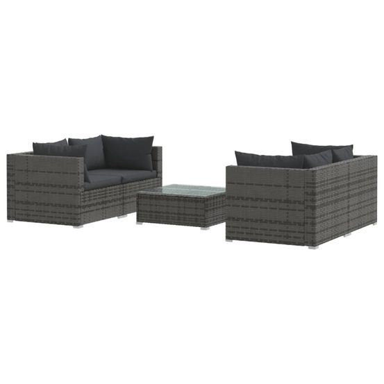 Salon de jardin 5 pcs avec coussins résine tressée gris