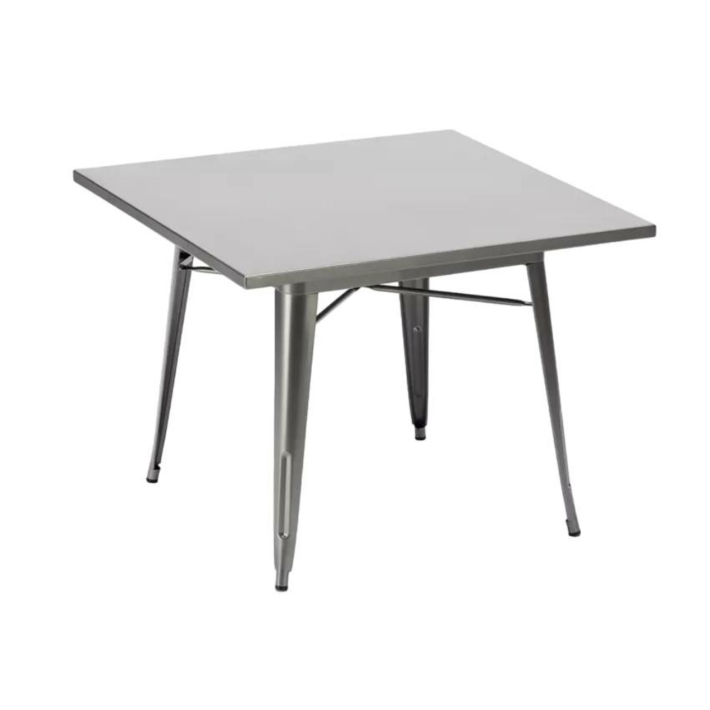Table industrielle en acier style rétro 80x80 pour extérieur lixforge