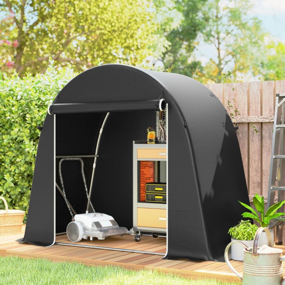 Abri de jardin tente vélo toile pe rangement extérieur porte zippée 245x120x200cm gris - comfortxl outdoor living