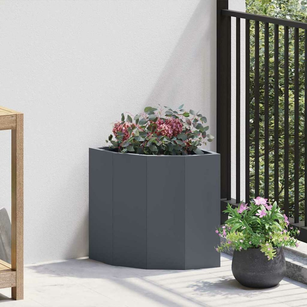 Jardinière d'angle anthracite 30 x 30 x 35 cm acier