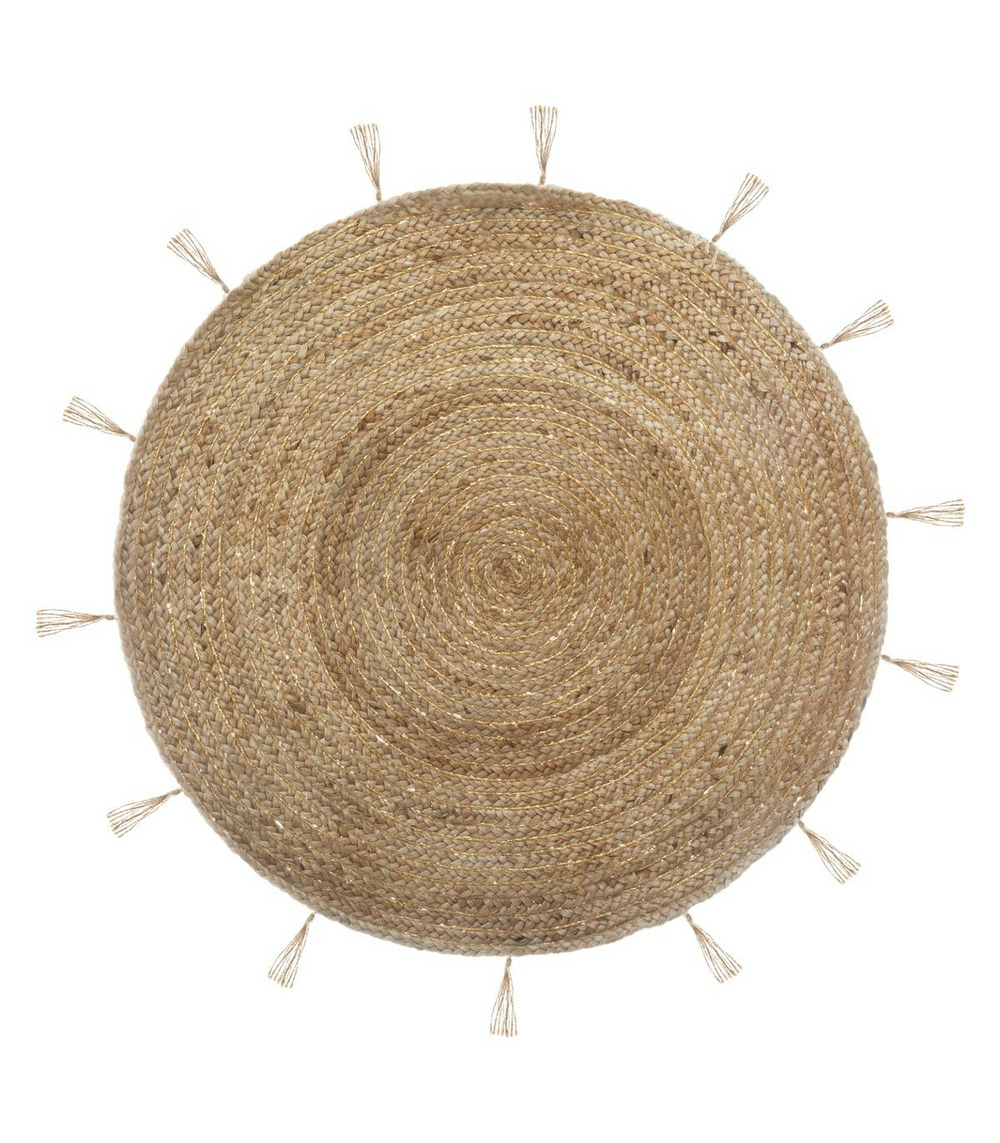 Tapis décoratif rond en jute et lurex d 80 cm
