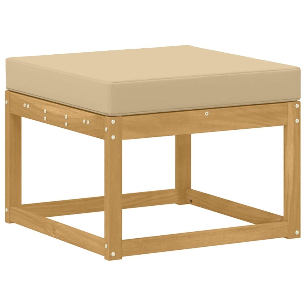 Hocker d'extérieur bois d'acacia massif blanc