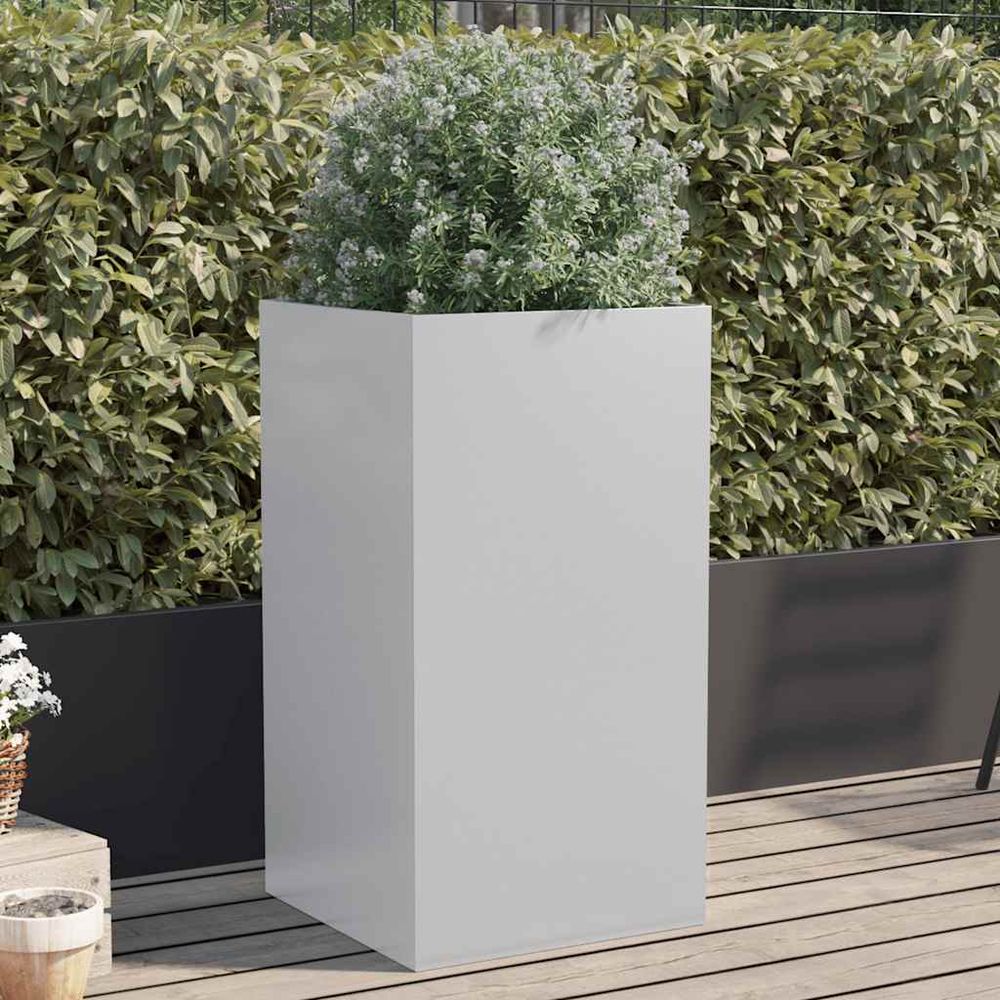 Jardinière haute acier galvanisé anti-rouille argenté 42x38x75 cm