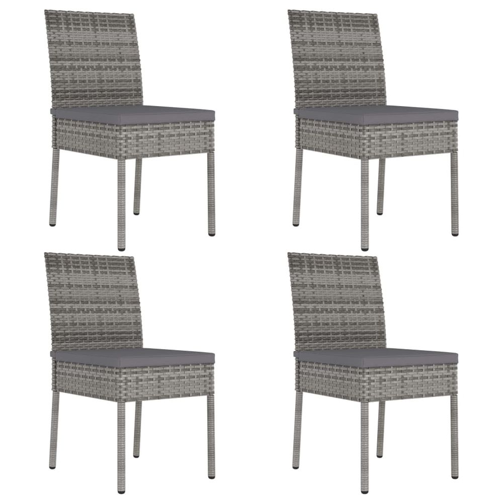 Chaises à manger de jardin lot de 4 résine tressée gris
