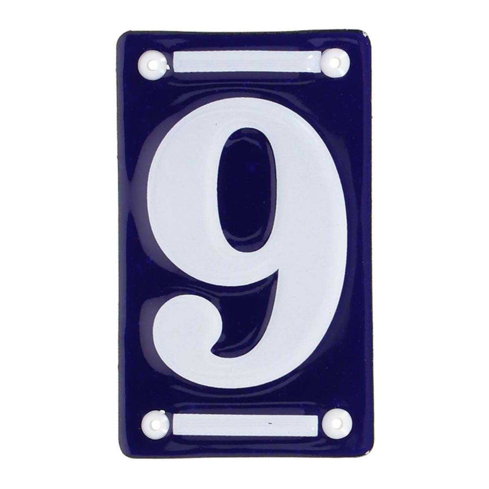 Numéro de maison en fer émaillé chiffre 9