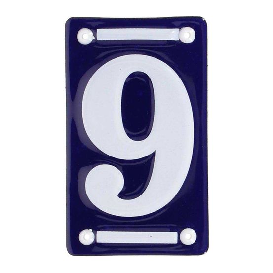Numéro de maison en fer émaillé chiffre 9