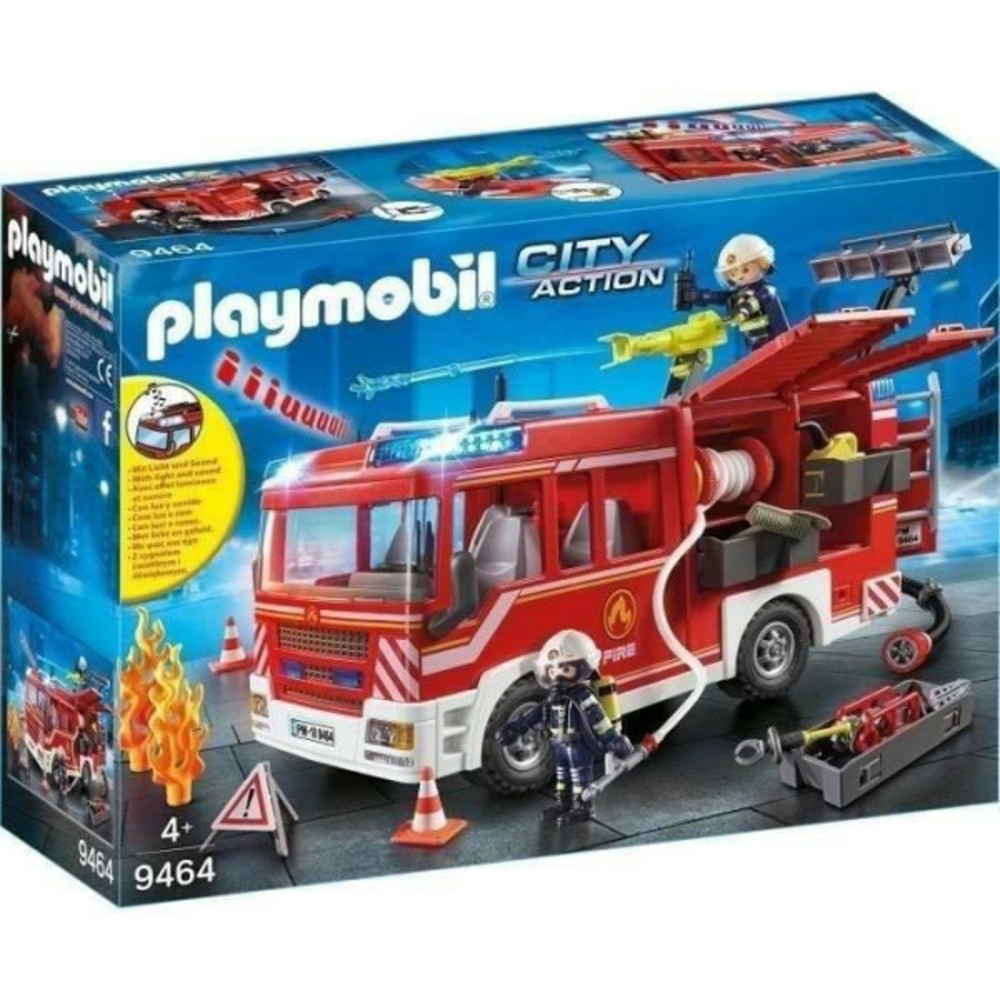 Playmobil 9464 fourgon d'intervention des pompiers jaune avec canon a eau fonctionnel - city action