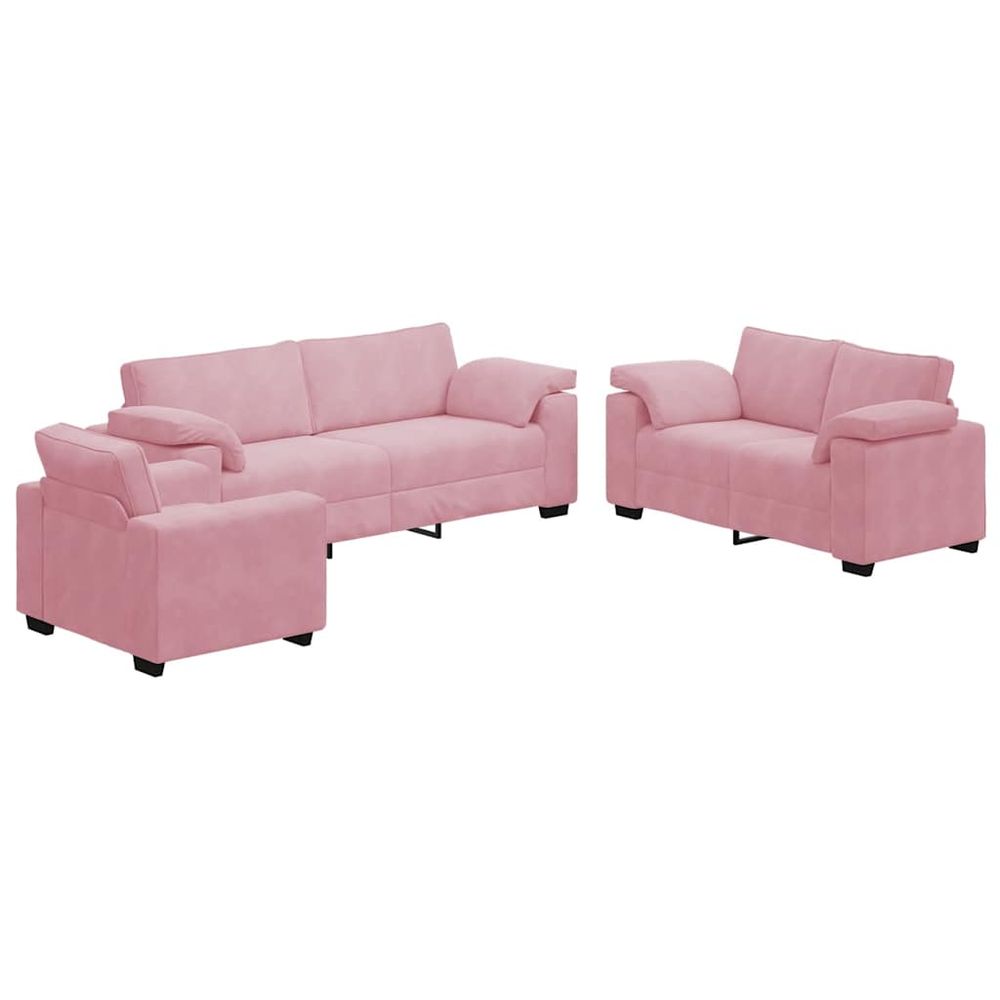 Ensemble de canapés 3 pcs avec coussins rose velours