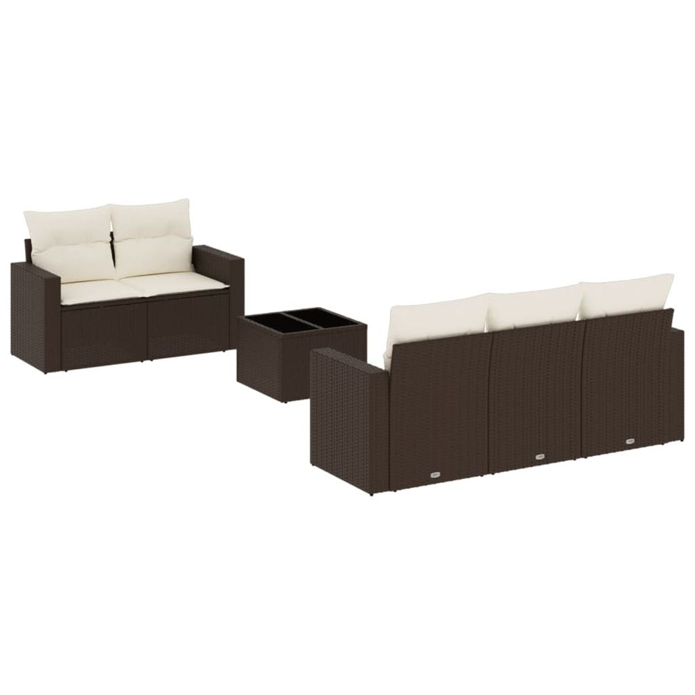 Salon de jardin avec coussins 6 pcs marron résine tressée