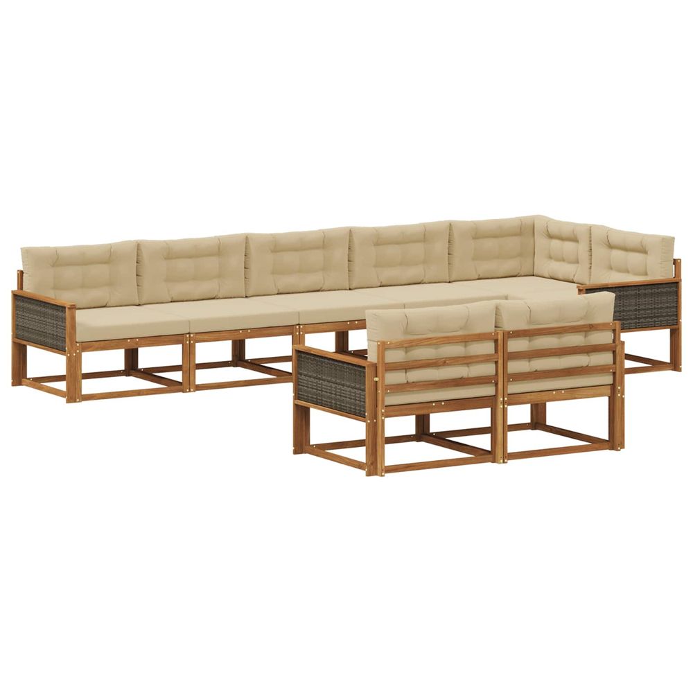 Ensemble de canapés d'extérieur 8 pc naturel et beige