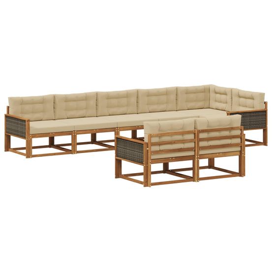 Ensemble de canapés d'extérieur 8 pc naturel et beige