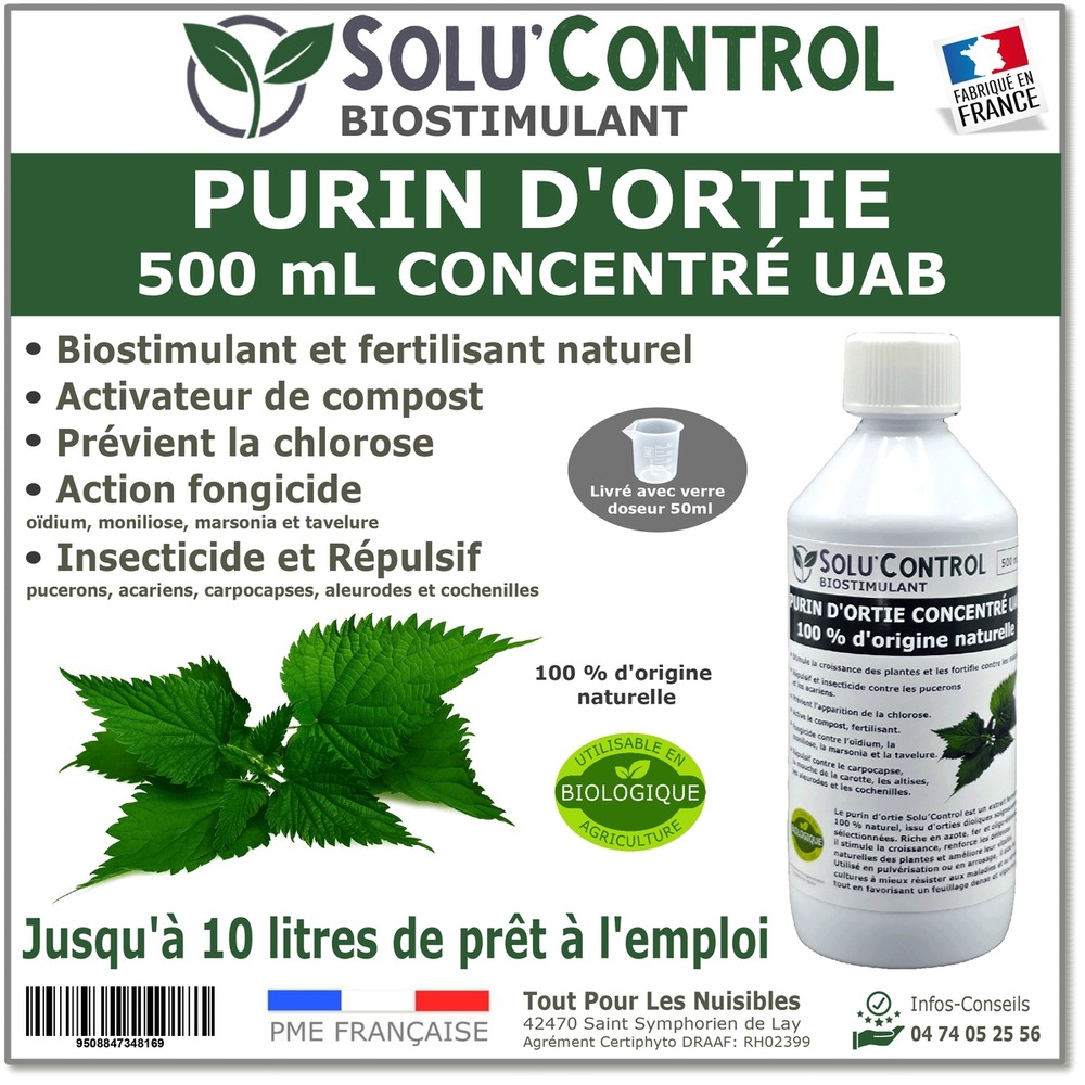 Purin d’ortie naturel solu’control uab – 500 ml – produit végétal – stimule la croissance et renforce les plantes